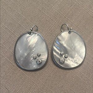 Silpada Iridescent Mother-of-Pearl Disc Earrings with Sparkling Crystals